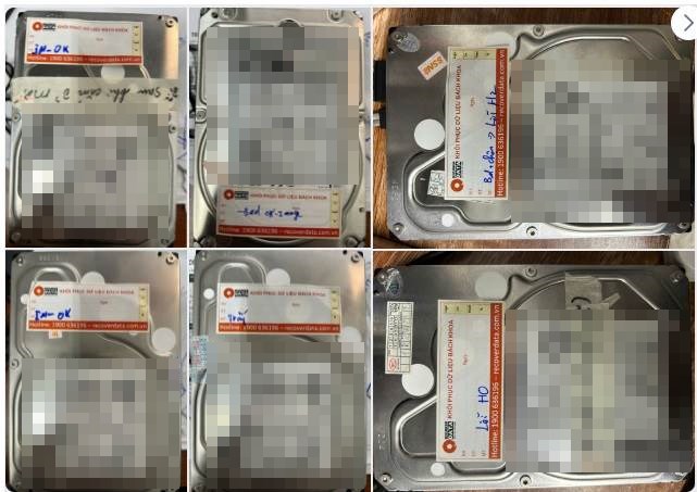 7 ổ cứng Dell 1TB trong hệ thống SAN RAID 5 tại phòng lab BK Recover